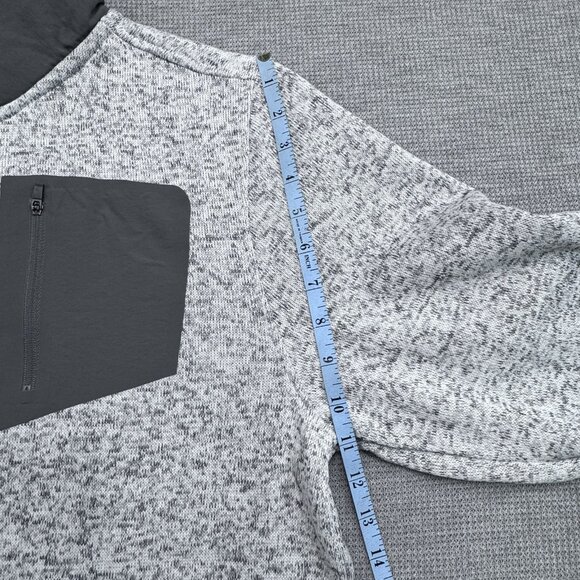 Old River Mens Size L Gray Speckled Quarter Zip Fleece Pullover Sweater Pocket - Picture 12 of 13